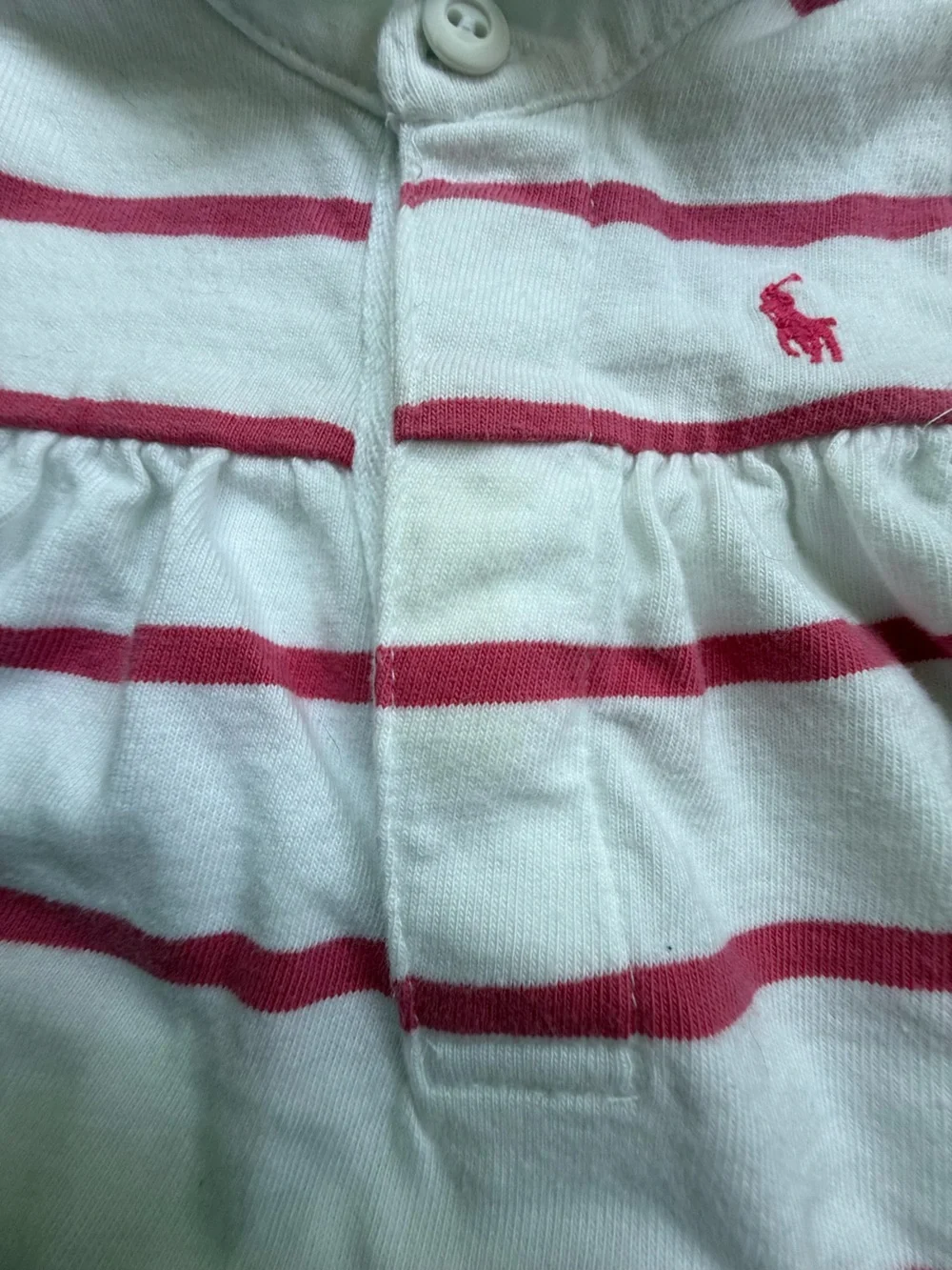 Ralph Lauren White and Pink Striped Romper 6 Months | Free with Bundle